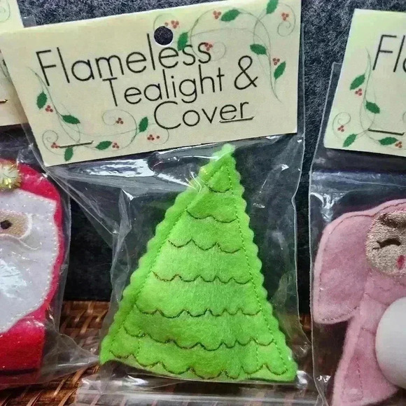 Christmas Tealight Candle Covers, Holiday Home Decor, Fabric  Set Of 4 - Picture 4 of 7